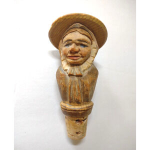 ANRI Dolly Varden Charles Dickens Bottle Stopper Barware Italy Cork Vintage Wood